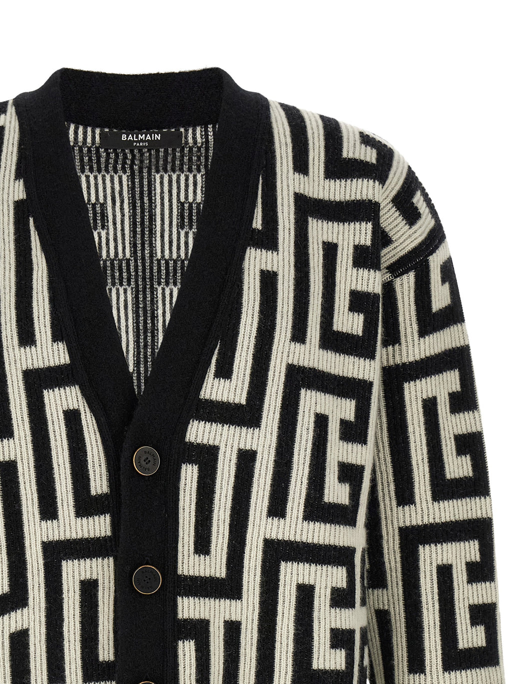 Bicolor Merino Wool Cardigan