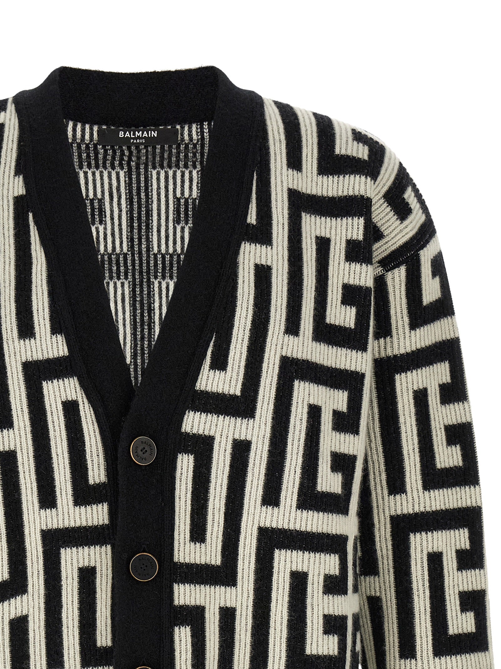 Bicolor Merino Wool Cardigan
