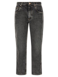 Gray Cotton Straight-Leg Jeans