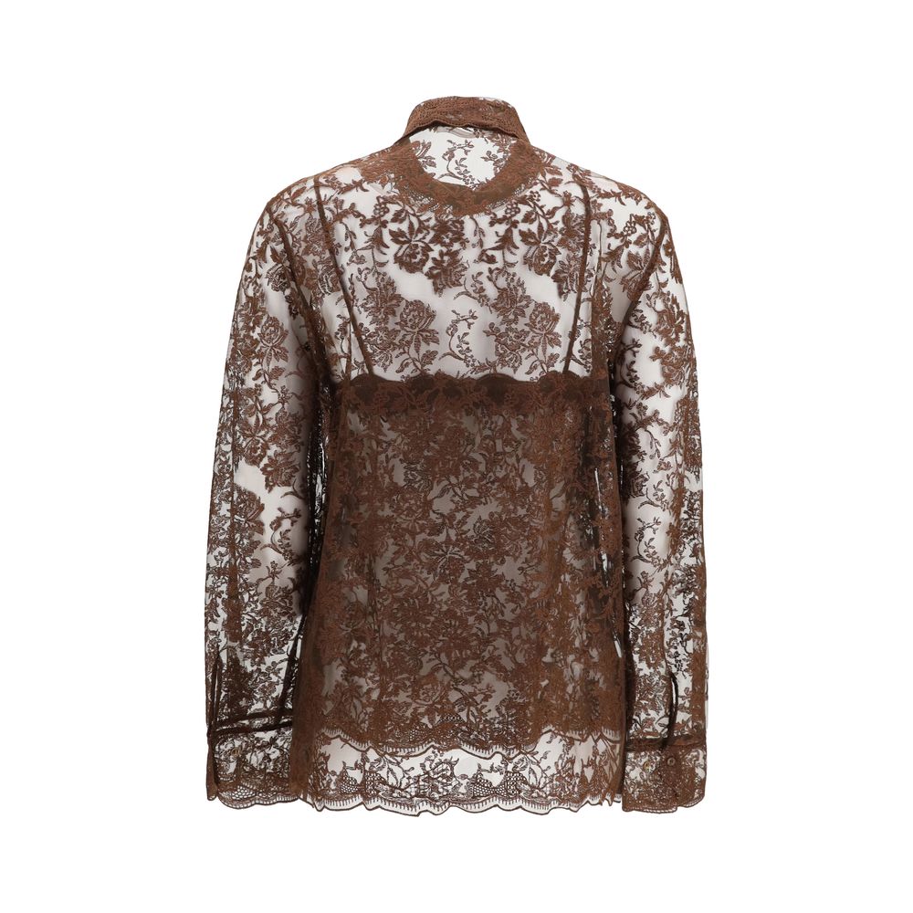Brown Polyester Pattern Shirt