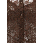 Brown Polyester Pattern Shirt