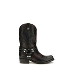 Black Calf Leather Bos Taurus Ankle Boots