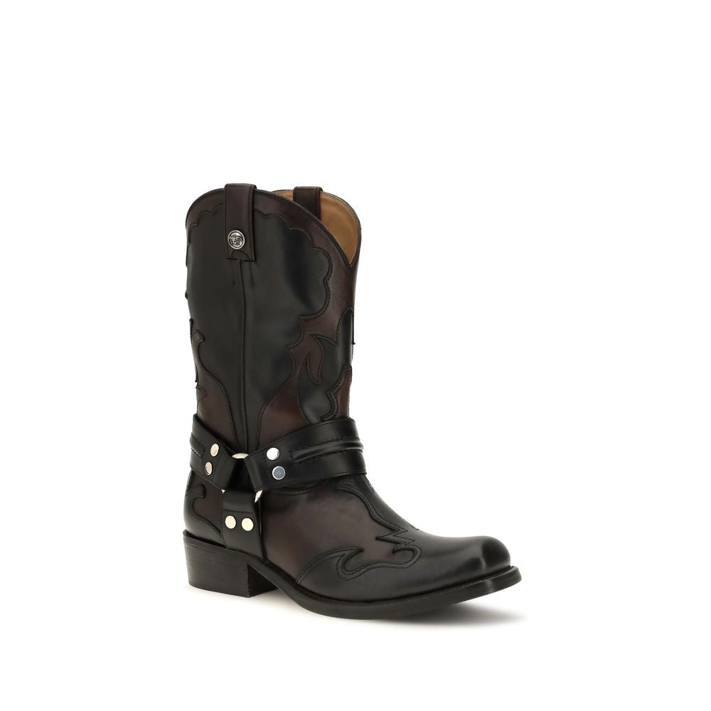 Black Calf Leather Bos Taurus Ankle Boots