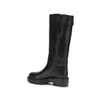 Black Calf Leather Bos Taurus Flat Boots