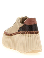 Beige Polyester Wedge Sandals