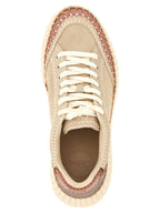 Beige Polyester Wedge Sandals
