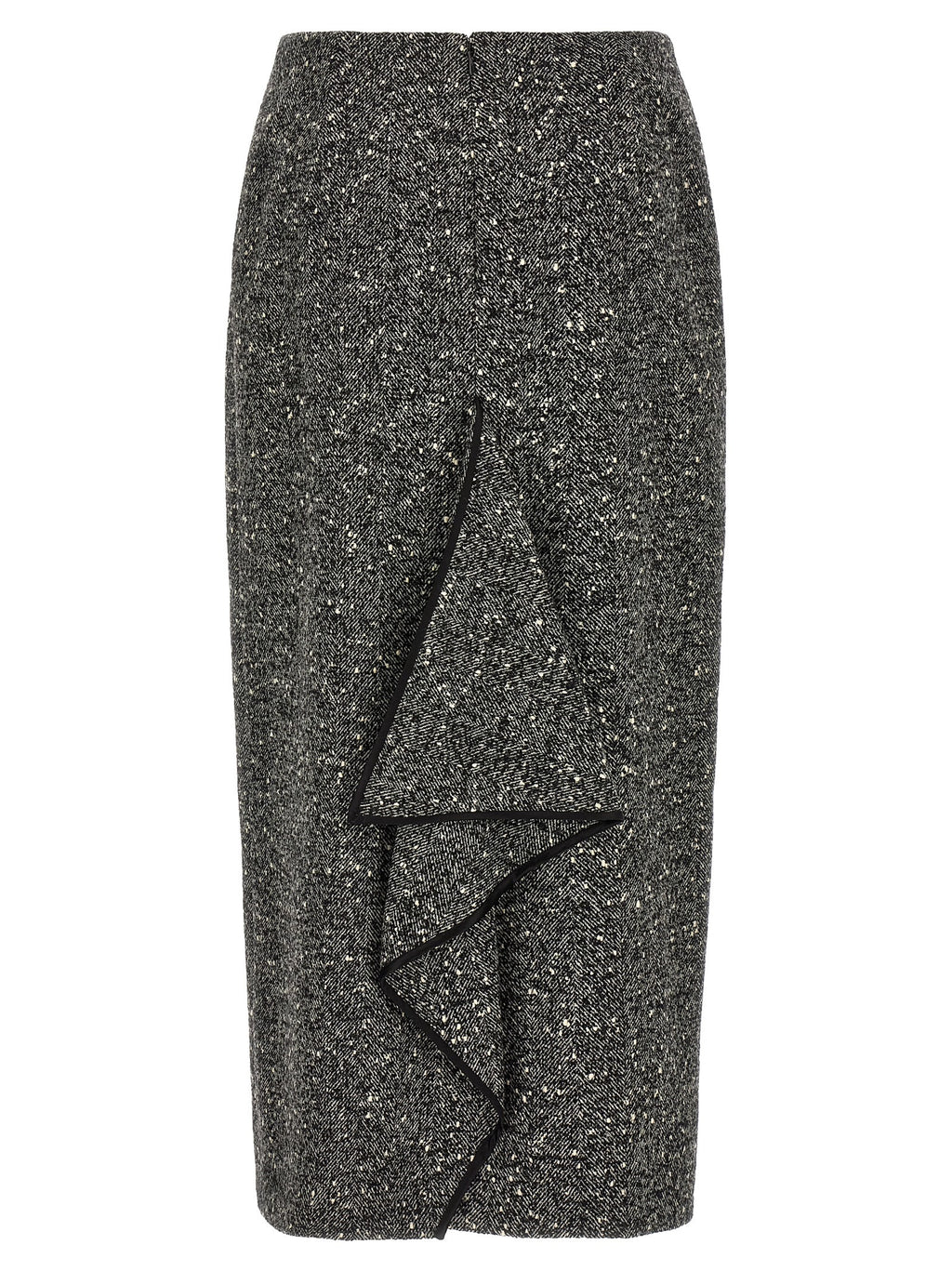 Bicolor Virgin Wool Midi Skirt