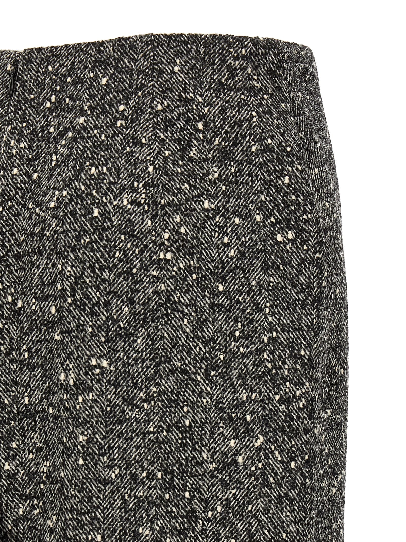 Bicolor Virgin Wool Midi Skirt