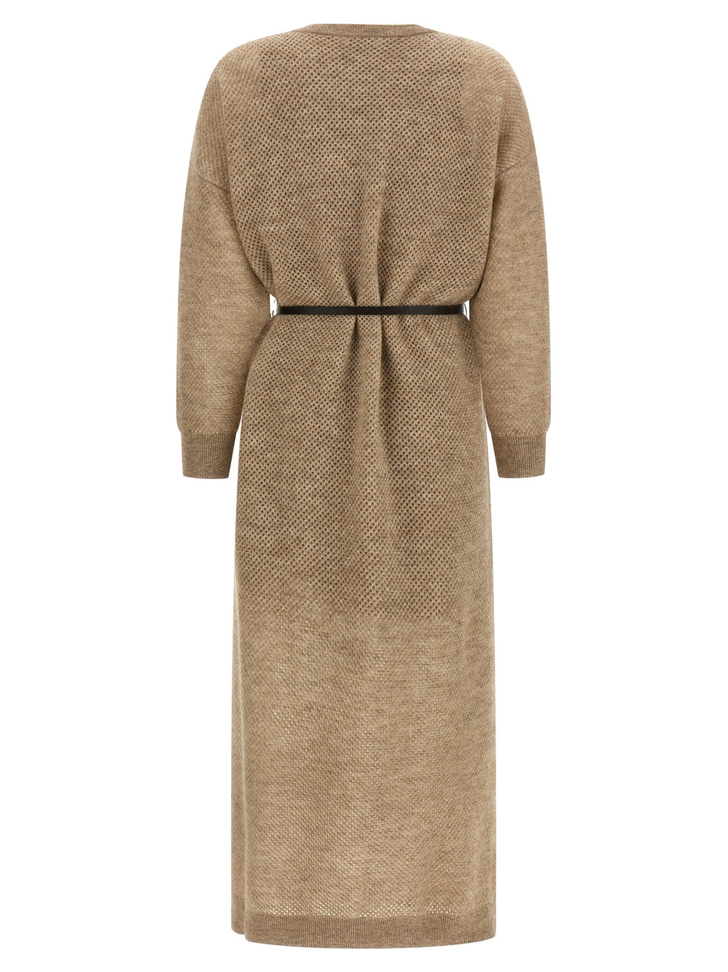 Beige Wool Midi Dress