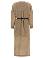 Beige Wool Midi Dress