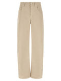Beige Cotton Relaxed Fit Jeans