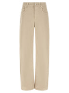 Beige Cotton Relaxed Fit Jeans