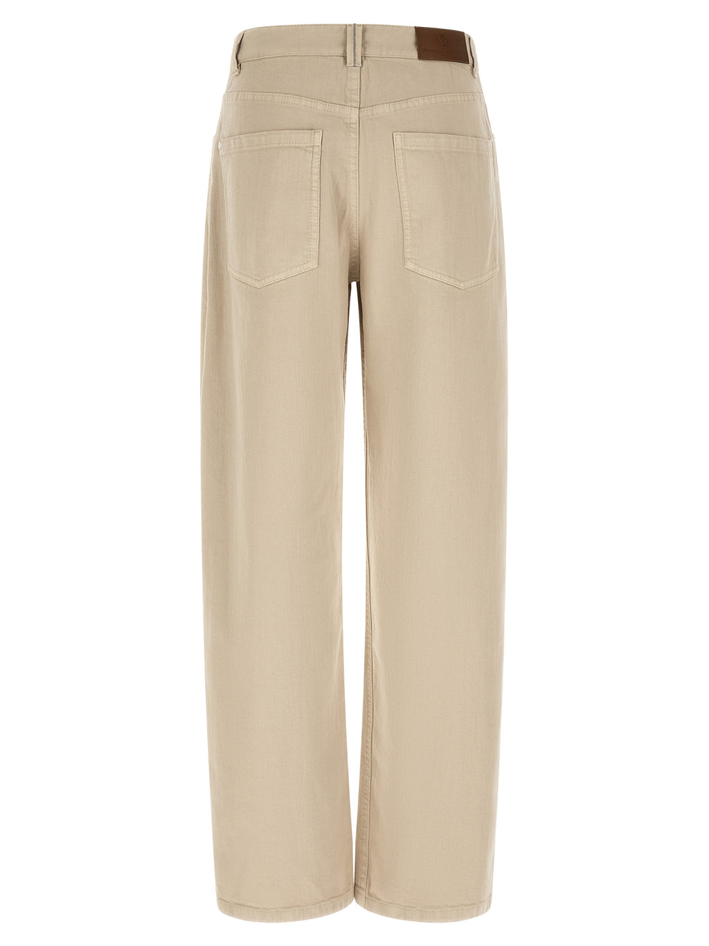 Beige Cotton Relaxed Fit Jeans