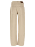 Beige Cotton Relaxed Fit Jeans