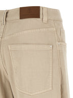 Beige Cotton Relaxed Fit Jeans
