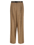 Beige Viscose Casual Pants