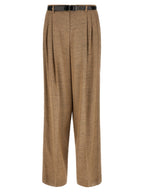 Beige Viscose Casual Pants