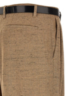 Beige Viscose Casual Pants