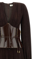 Brown Viscose Long Dress