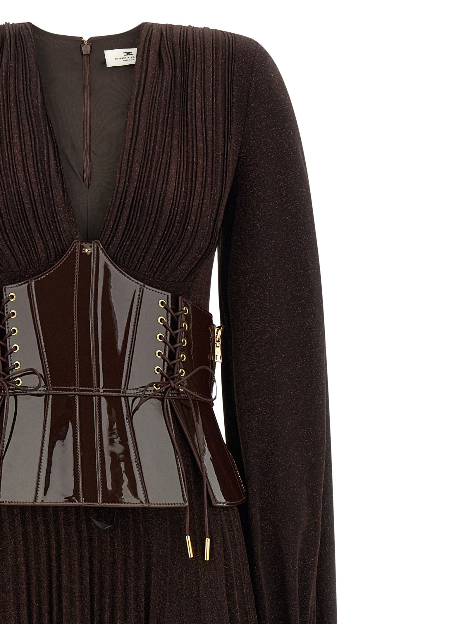 Brown Viscose Long Dress