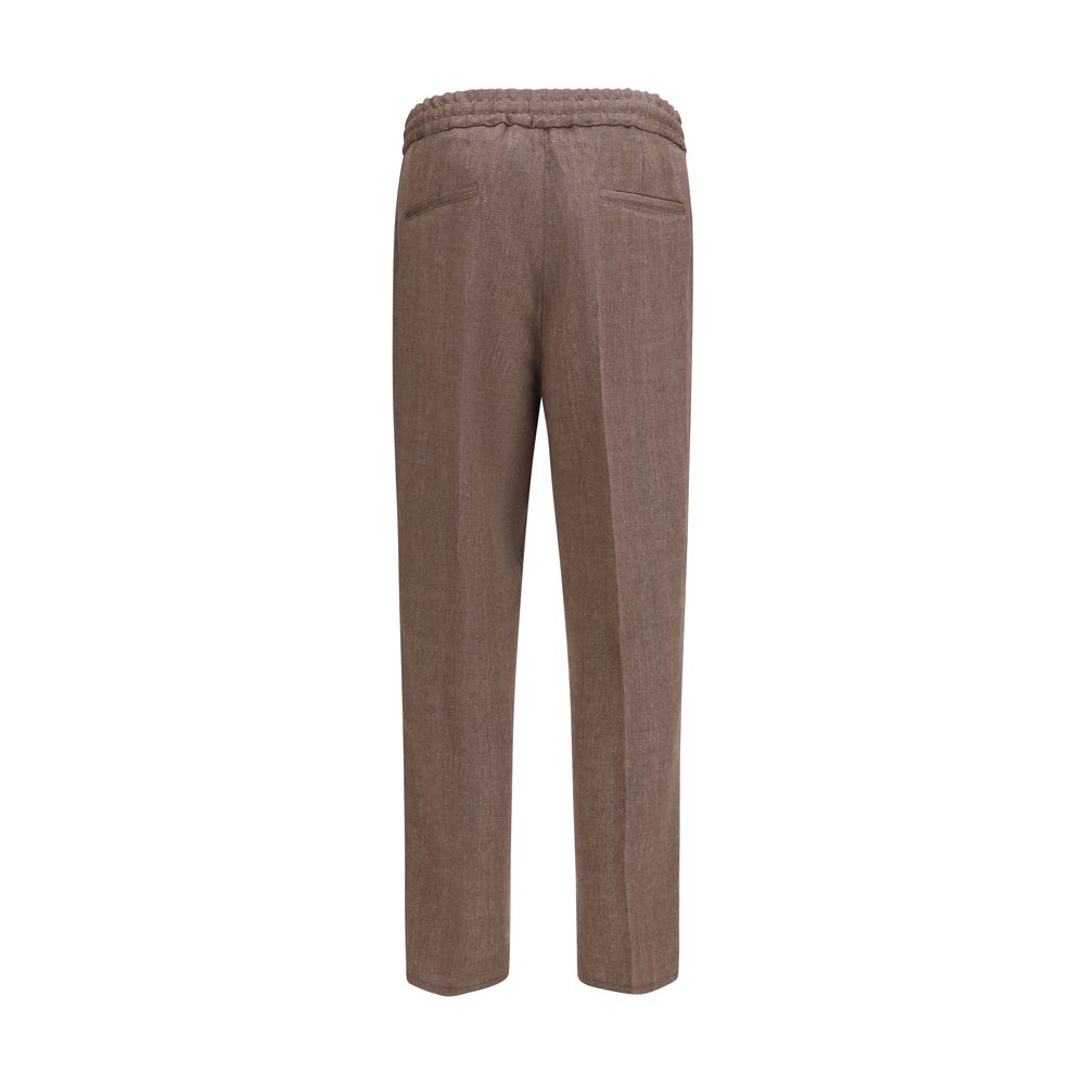 Brown Linen Casual Pants
