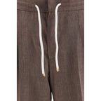 Brown Linen Casual Pants