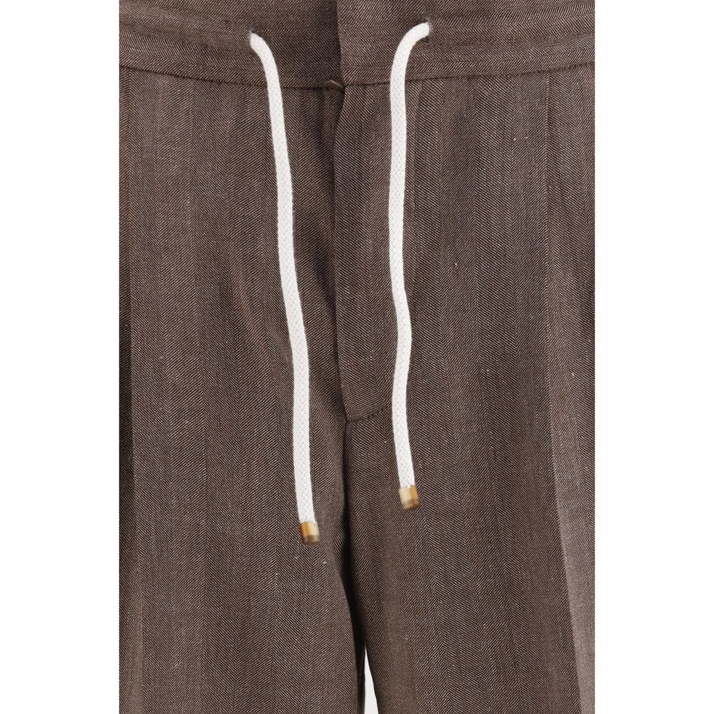 Brown Linen Casual Pants