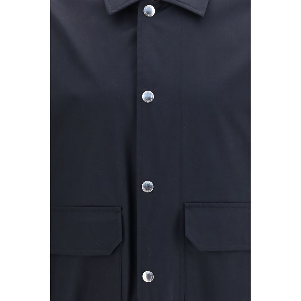 Blue Silk Biker Jacket