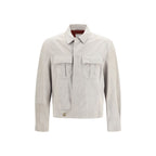 Beige Leather Leather Jacket