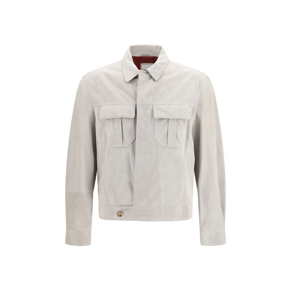 Beige Leather Leather Jacket