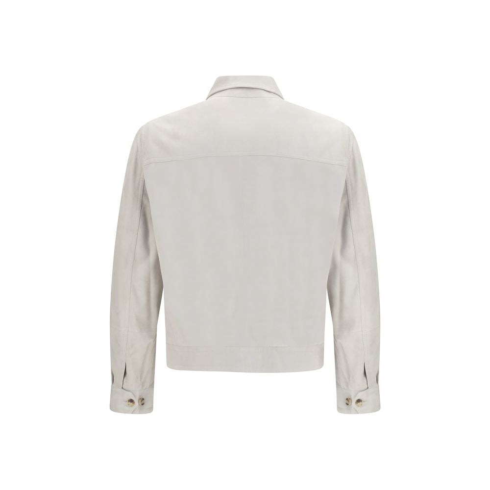Beige Leather Leather Jacket
