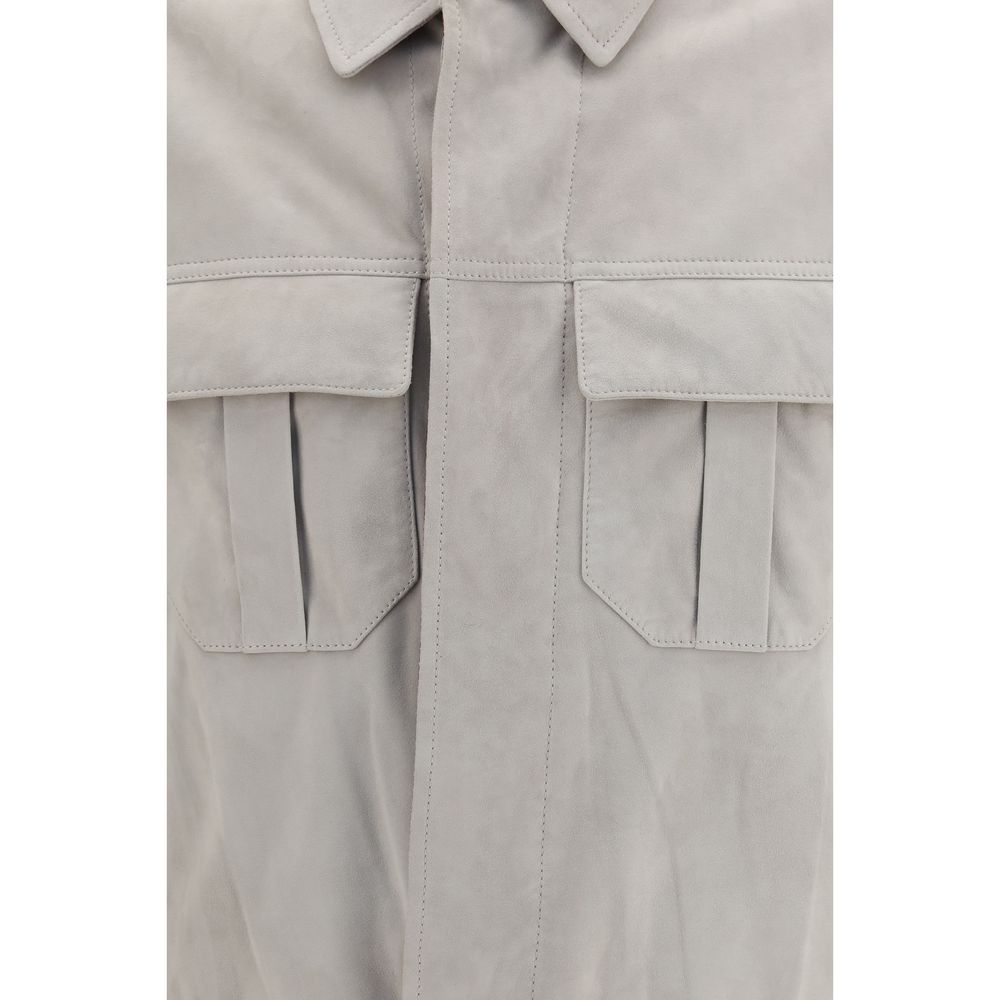Beige Leather Leather Jacket