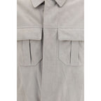 Beige Leather Leather Jacket