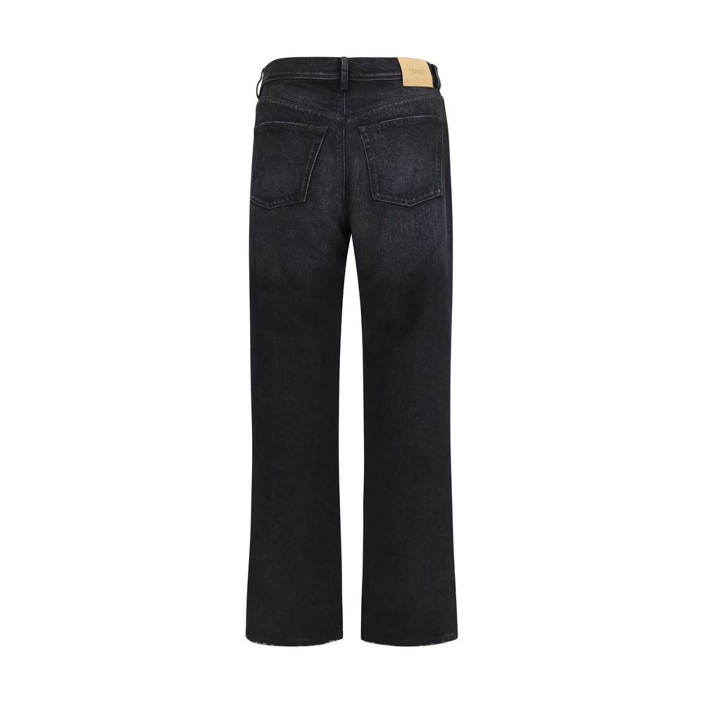 Black Cotton Straight-Leg Jeans