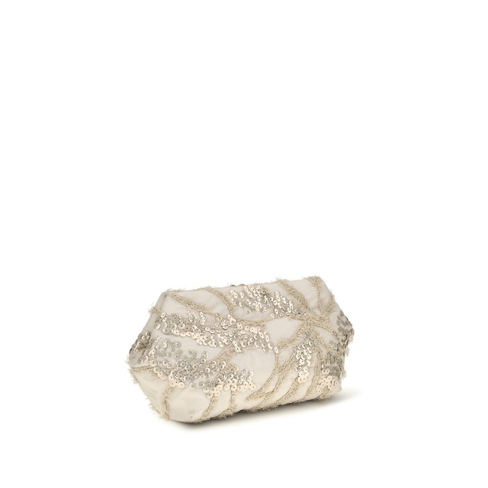 Beige Silk Clutch Bag