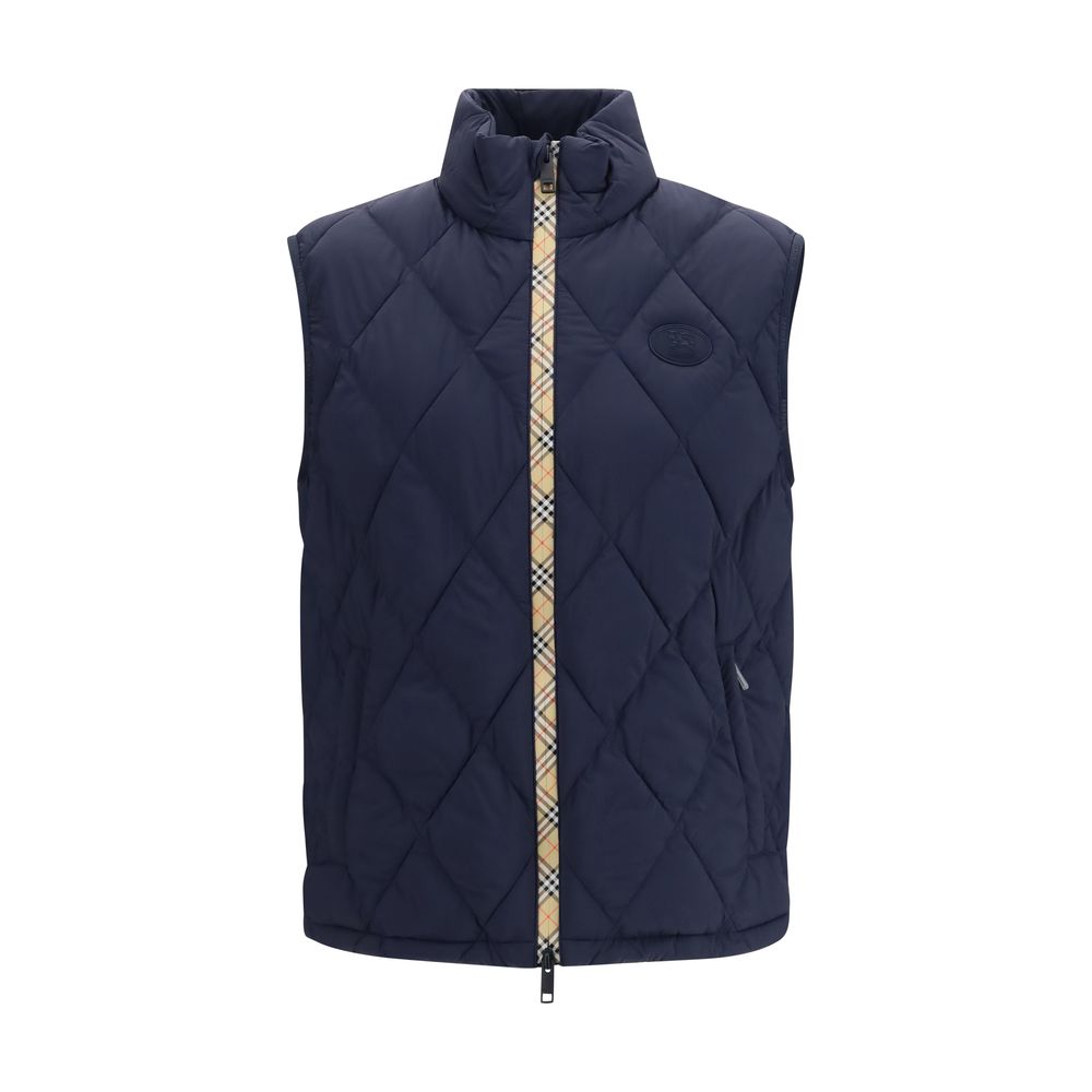 Blue Polyamide Sleeveless Jacket