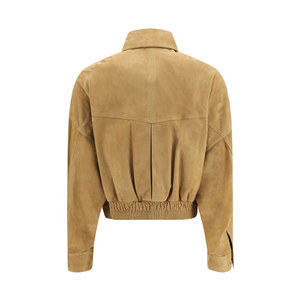 Beige Lamb Leather Bomber