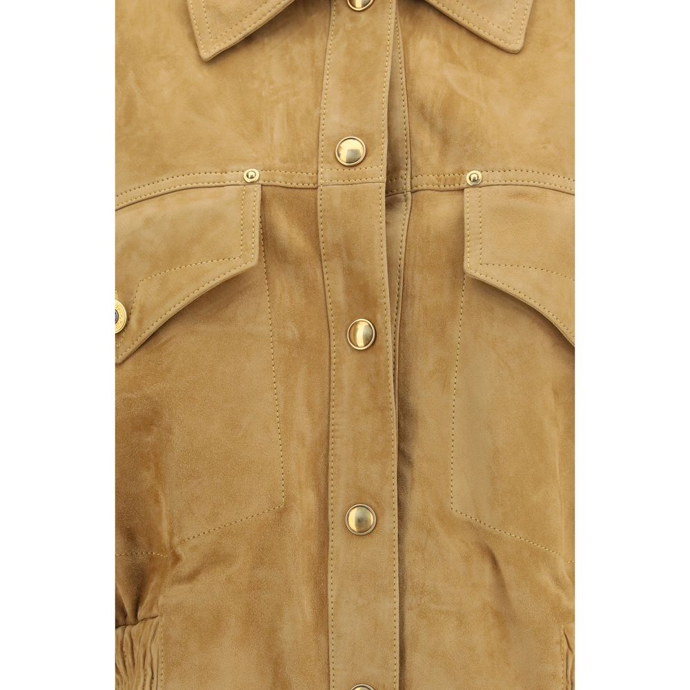Beige Lamb Leather Bomber