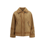Brown Leather Bomber