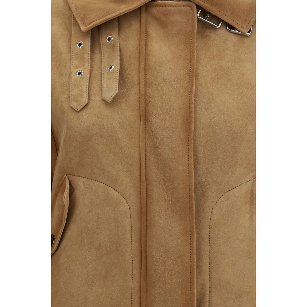 Brown Leather Bomber
