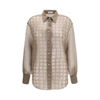 Beige Silk Pattern Shirt