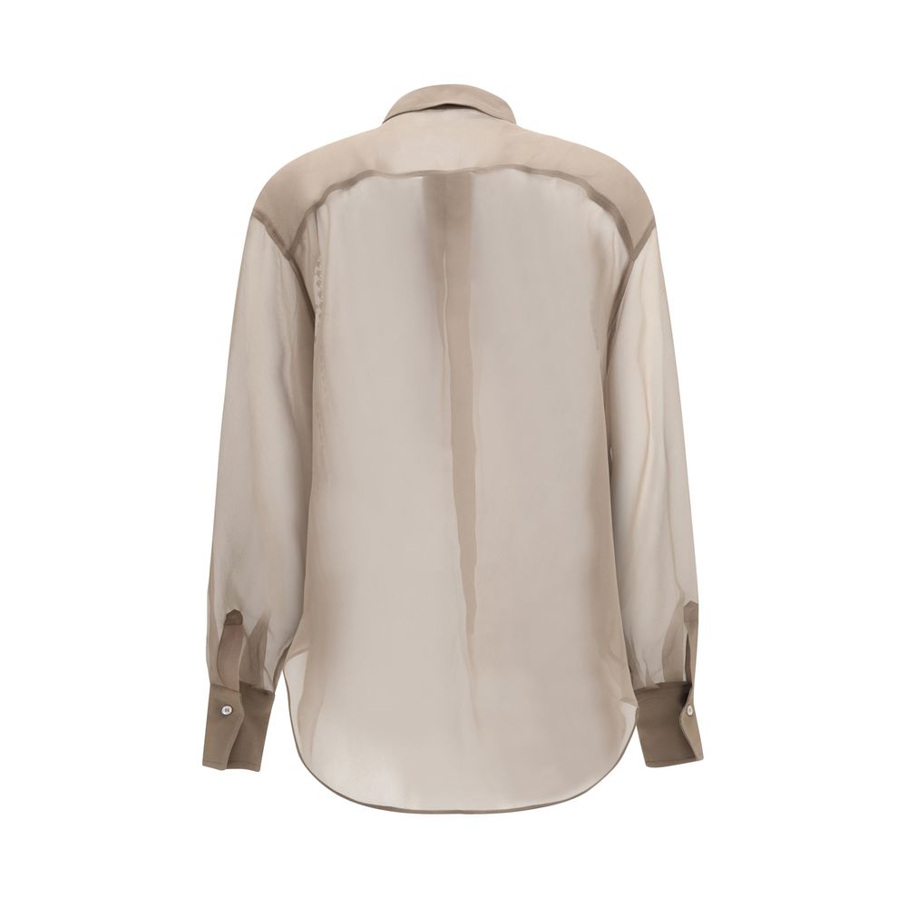 Beige Silk Pattern Shirt