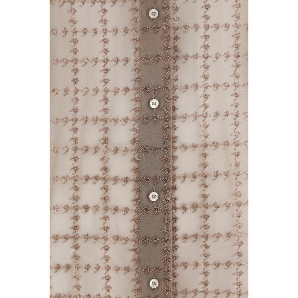 Beige Silk Pattern Shirt