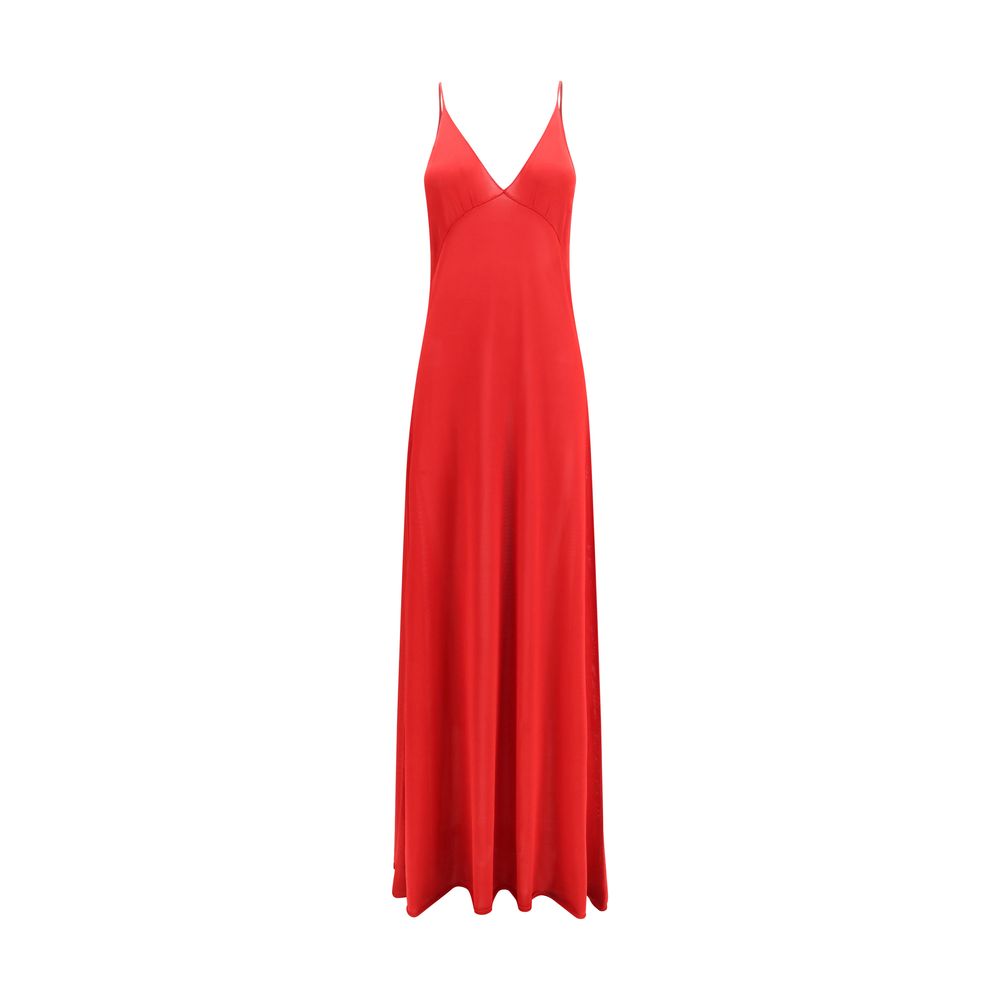 Red Silk Casual Dress