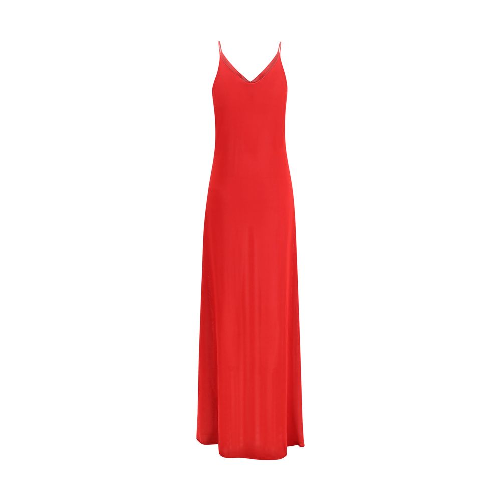 Red Silk Casual Dress