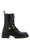 Black Calfskin Lace-Up Boots