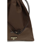 Brown Polyamide Clutch Bag