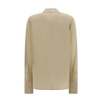 Beige Silk Dress Shirt
