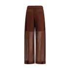 Brown Cotton Casual Pants