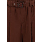 Brown Cotton Casual Pants
